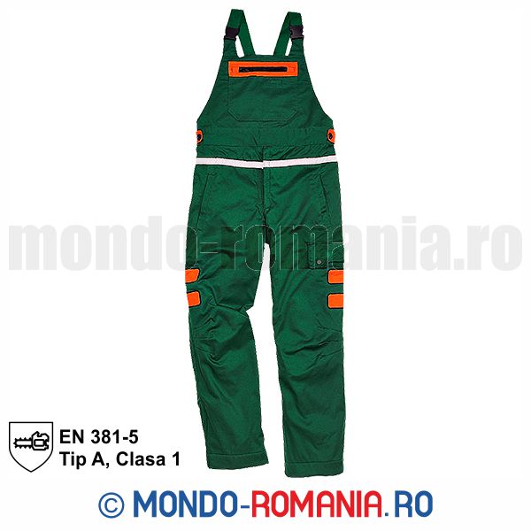 Echipamente Protectia Muncii - Pantaloni cu pieptar pentru lucrul cu motofierastraul